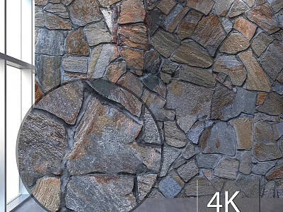 Natural Stone Wall Components With Varied Textures And Earthy Color Tones 3d model