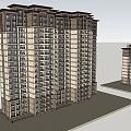 Modern Residential Building Exterior With Multiple Floors And Regular Window Design 3d model