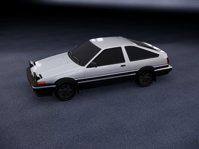 White Retro Sports Car Model With Two Door Design And Black Wheels 3d model