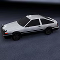 White Retro Sports Car Model With Two Door Design And Black Wheels
