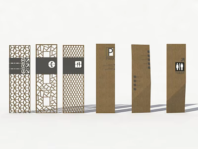 Modern Decorative Signage Designs With Geometric Patterns Hollow Out Details And Different Shapes 3d model
