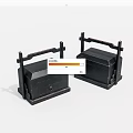 Two Black Wooden Boxes With Traditional Handles And Vintage Design