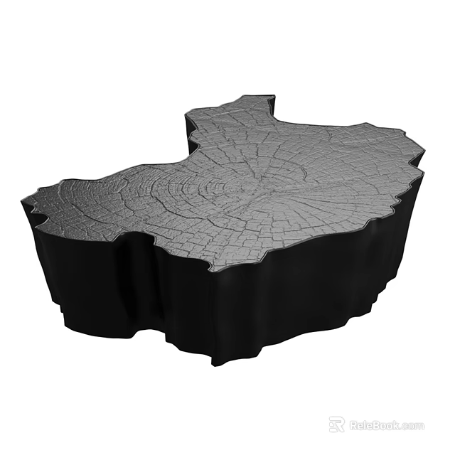 Rustic Coffee Table With Natural Tree Stump Shape And Annual Ring Texture 3d model 