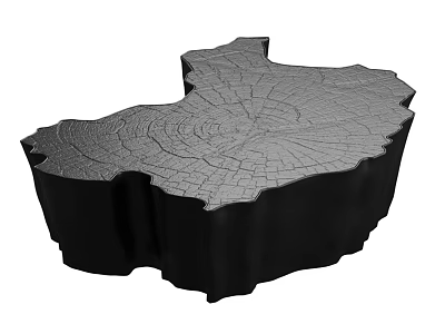 Rustic Coffee Table With Natural Tree Stump Shape And Annual Ring Texture 3d model