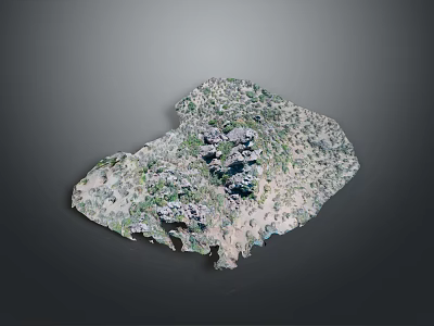 Natural Scenery 3D Terrain Model With Green Vegetation And Water Bodies 3d model