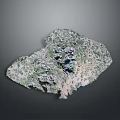 Natural Scenery 3D Terrain Model With Green Vegetation And Water Bodies