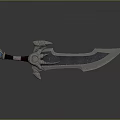 Fantasy Sword With Silver Metal Ornate Hilt Red Handle And Blue Glowing Runes