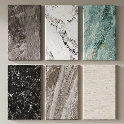 Diverse Textured Background Wall With Marble Style Decorative Panels Various Colors And Patterns 3d model