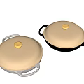 Two Piece Covered Cookware Set With White And Dark Colored Pots And Handles