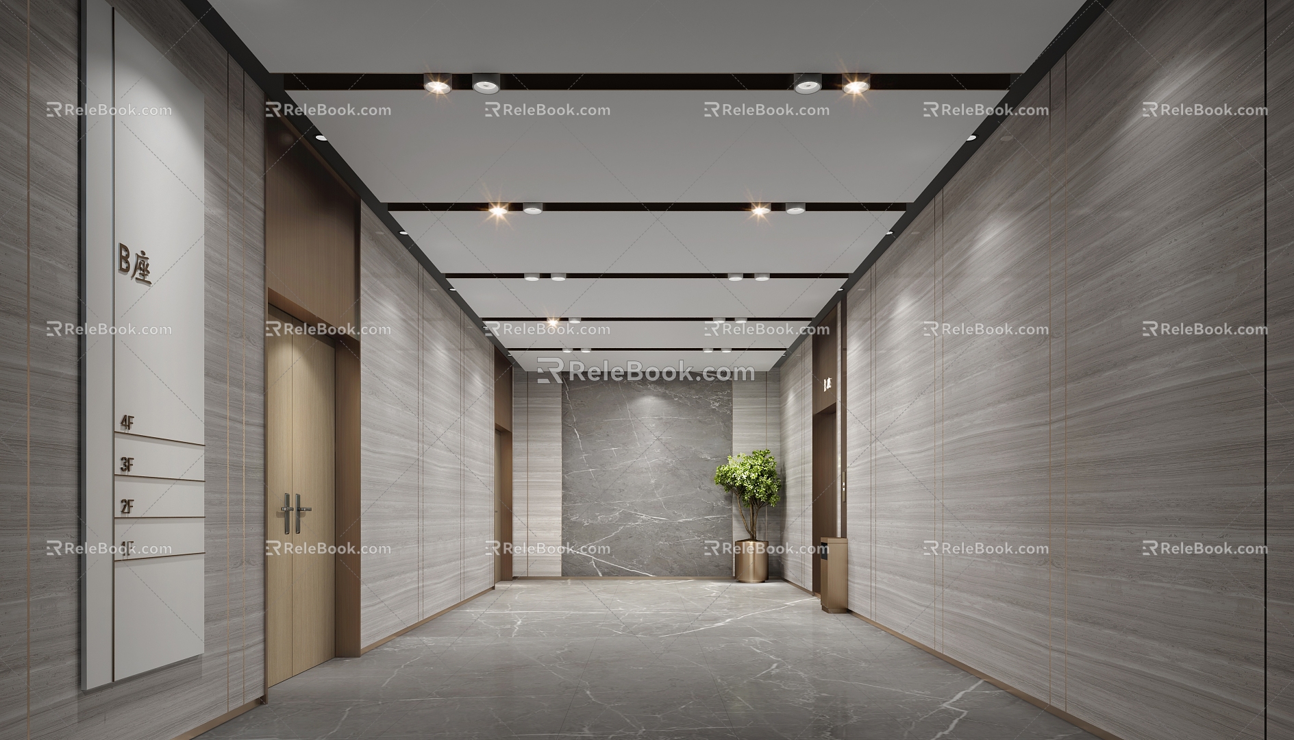 modern office elevator hall hotel elevator hall shopping mall elevator hall 3d model