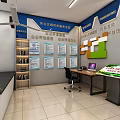 Government Service Hall Interior With Information Posters Service Counter Computer Desk And Inquiry Area