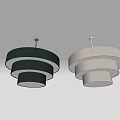 Modern Multi Layered Circular Pendant Lights In Dark Green And White
