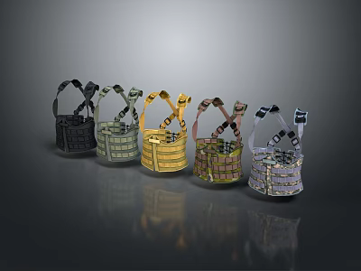 Various Colored Fashion Vests With Straps And Mesh Details In Different Styles 3d model