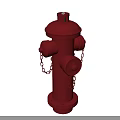 Red Fire Hydrant as Essential Fire Equipment with Metal Chains and Valves 3d model