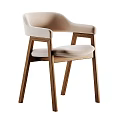 Modern Dining Chair With Wooden Frame Beige Upholstery And Comfortable Armrests