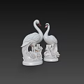 Elegant White Swan Ceramic Decorative Ornament Set With Floral Base For Home Decoration