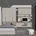 Minimalist Modern Tatami Bedroom Interior With Built In Desk Storage Cabinets And Natural Light