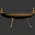 Golden Decorative Tray with Claw Shaped Supports and Ornate Legs for Home Decor