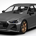 Gray Audi Wagon With Modern Sporty Front Design Sharp Headlights And Golden Rims
