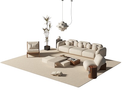 Modern Middle Ancient Sofa Coffee Table Combination Middle Ancient Sofa Coffee Table Combination 3d model