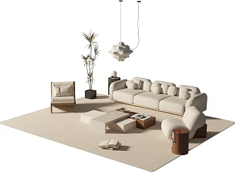 Modern Middle Ancient Sofa Coffee Table Combination Middle Ancient Sofa Coffee Table Combination 3d model