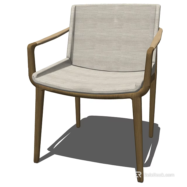 Modern Armchair With Wooden Armrests Light Upholstered Seat And Backrest 3d model 