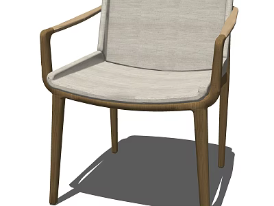 Modern Armchair With Wooden Armrests Light Upholstered Seat And Backrest 3d model