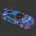Blue Race Car With GAMET OIL Decals Rear Wing And Sporty Design
