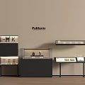 Modern Display Shelves Design With Glass Display Cabinets And Multi Tiered Structures 3d model