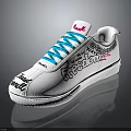 Stylish White Revell Sneakers With Blue Laces And Freestyle Bounce Text Designs