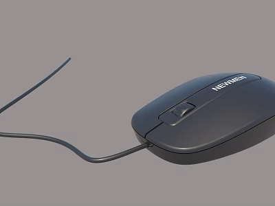 Durable Black Wired Computer Mouse With Ergonomic Design For Office Work 3d model