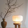 Natural Style Table Lamp with Terracotta Vase and White Flower Branches for Warm Home Decor