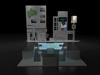 Modern Art Installation With Interactive Display Stand Screens And Information Panels 3d model