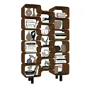 Sleek Wooden Shelving Unit With Multi Tiered Design For Books Vases Sculptures And Decorative Items