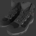 Black High Top Outdoor Hiking Shoes With Durable Traction Sole And Laces