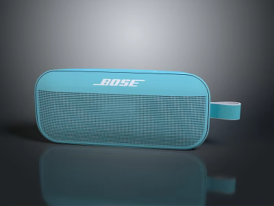 Bose Light Blue Portable Bluetooth Speaker With Hand Strap And Compact Design 3d model
