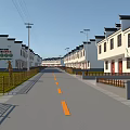 Traditional Hui Style White Rural Residential Building Exteriors Arranged Along Spacious Clean Village Road