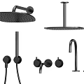 Black Shower Head Components With Different Styles For Bathroom Use 3d model