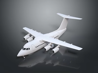 White Commercial Airplane With Four Engines Aerodynamic Design On Gray Background 3d model