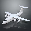 White Commercial Airplane With Four Engines Aerodynamic Design On Gray Background