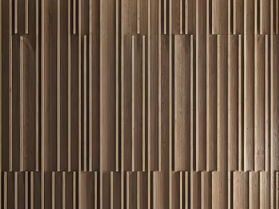 Wooden Wall Paneling With Modern Vertical Horizontal Striped Design For Interior Decor 3d model
