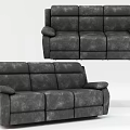 Modern Gray Three Seater Sofa With Comfortable Armrests And Sleek Design 3d model