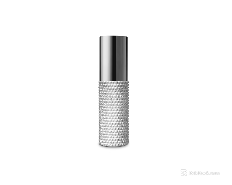 Sleek Silver Metallic Table Lamp With Textured Cylindrical Base And Modern Design 3d model