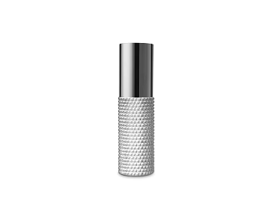 Sleek Silver Metallic Table Lamp With Textured Cylindrical Base And Modern Design 3d model