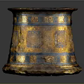 Traditional Style Decorative Furniture With Gold Blue Patterns Black Top And Hexagonal Base