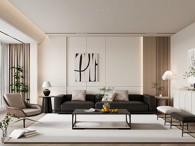 Simple living room sofa floor lamp entrance cabinet 3d model