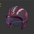 Vintage Red And Silver Helmet With Worn Texture Striped Details And Tinted Visor