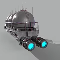 Futuristic Sci Fi Vessel With Three Spherical Modules And Antennas 3d model
