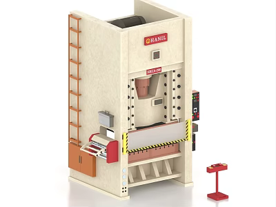SHENCHI Industrial Press Machine With Control Panel Safety Ladder And Workbench 3d model
