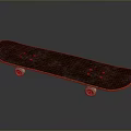 Black Skateboard With Orange Edge Red Grip Dots And Smooth Rolling Wheels